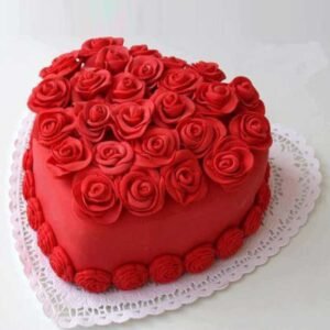 Double Hearts Anniversry Cake with Name and Photo Wish